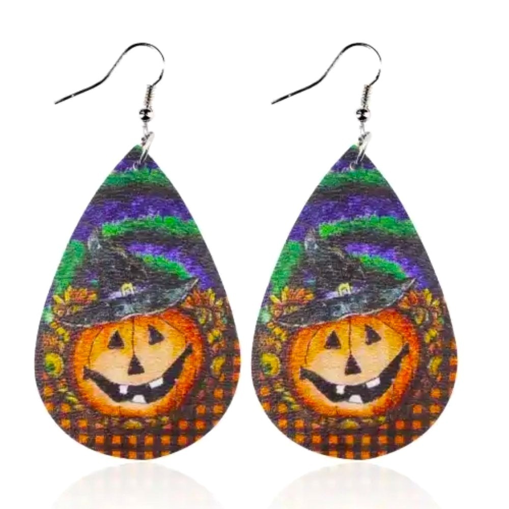 Halloween Double Sided Printed Pumpkin Earrings